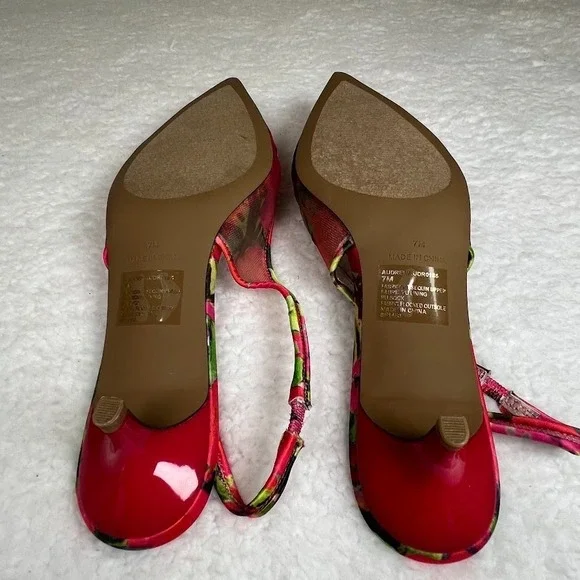 Betsey Johnson Audree Floral Slingback Kitten Heels Sequin Pointed Toe Women's 7 - Picture 7 of 9